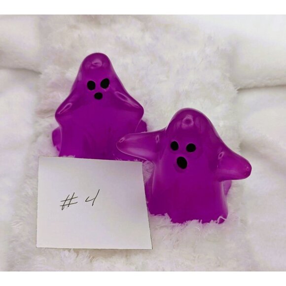 Glow-in-the-Dark Ghosts Set of 2 Purple to Blue 3" Tall Handcrafted Resin NEW - Picture 3 of 9